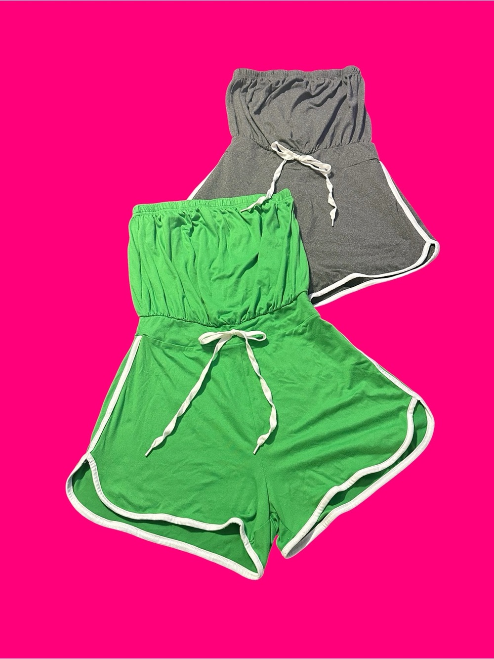 Justify Green and Gray Strapless Romper Duo